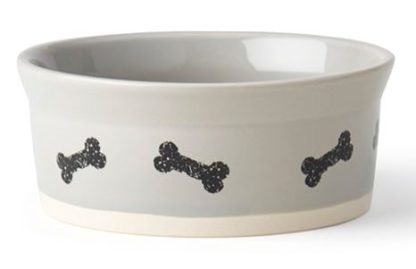 Bol pour chien, gris avec motif d'os, Petrageous