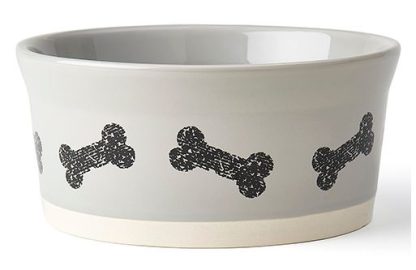 Bol pour chien, gris avec motif d'os, Petrageous